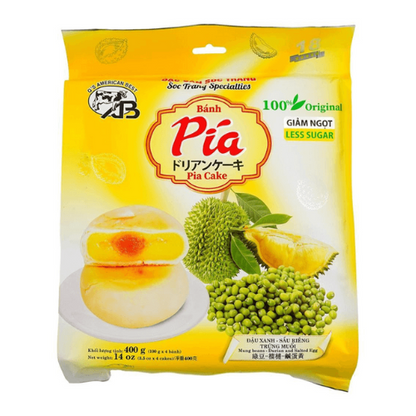 Mung Bean and Durian Cake with Salted Egg Yolk Filling