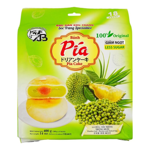 Mung Bean & Durian Cake with Salted Egg Yolk Filling Pandan Flavor