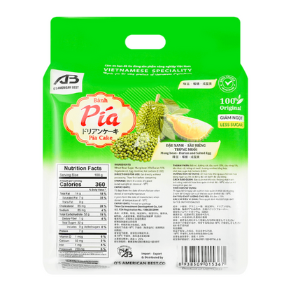 Mung Bean & Durian Cake with Salted Egg Yolk Filling Pandan Flavor