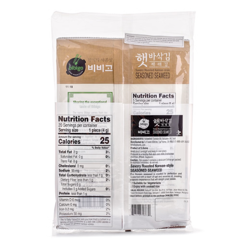 Bibigo Roasted Seasoned Korean Seaweed 4pk