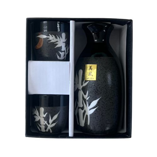Black Japanese Sake Set 3 pc