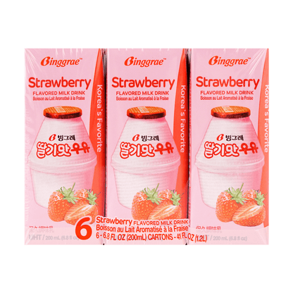 Binggrae Strawberry Milk Drink 6 Pack